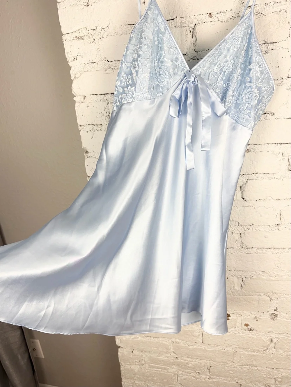 VTG 90s Y2K Secret Treasures Babydoll Slip Dress Blue Lace XL - Picture 5 of 12